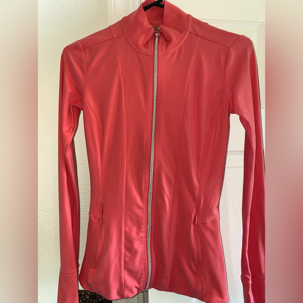 NWOT ATHLETA RIDGE PERFORMANCE FULL ZIP JACKET IN CORAL/ORANGE - SIZE XXS